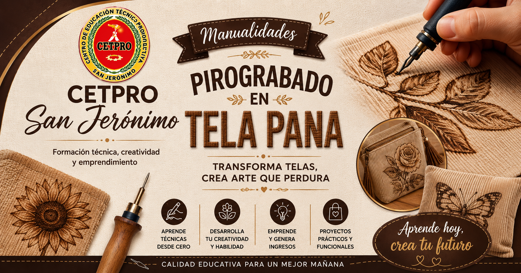 Pirograbado en tela pana